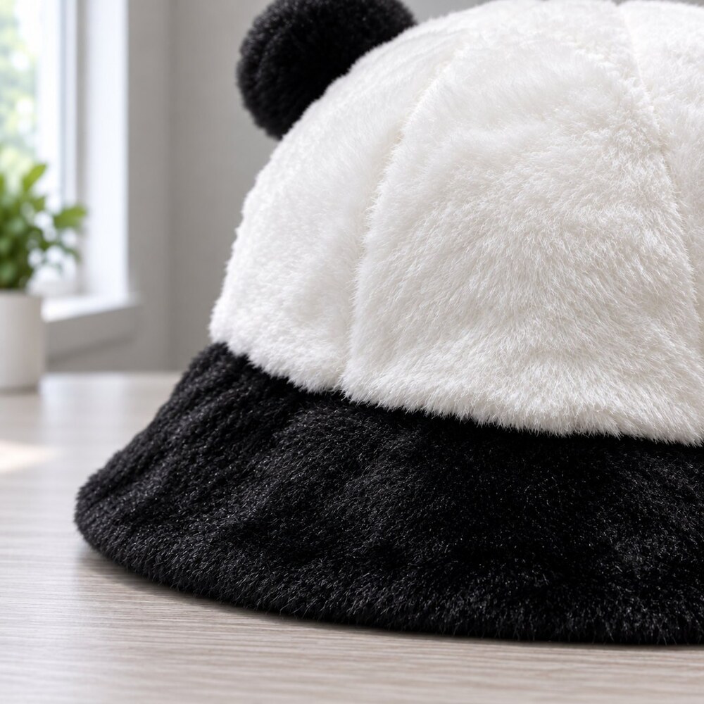 Prada Black White Plush Ear Bucket Hat - Picture 6 of 6